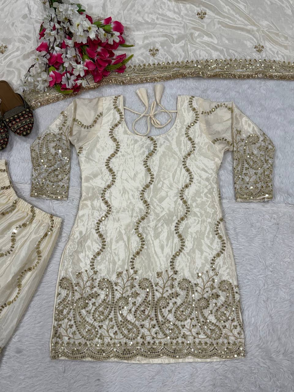 Luxe Ivory Gilded Kurta Ensemble